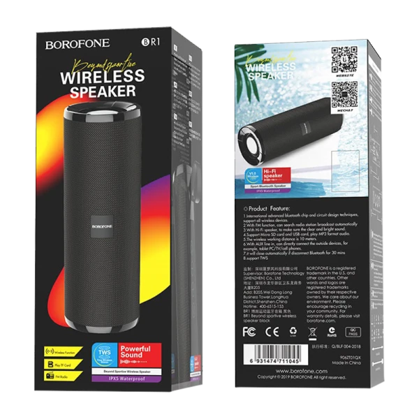 Портативная колонка Borofone BR1 bluetooth 5.0 черный (1/60)