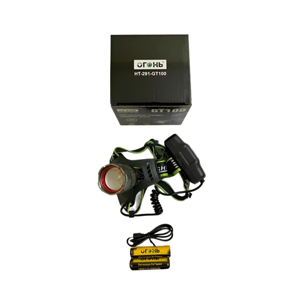 Фонарь налобный Без бренда HT-291 от аккумулятора ZOOM черный