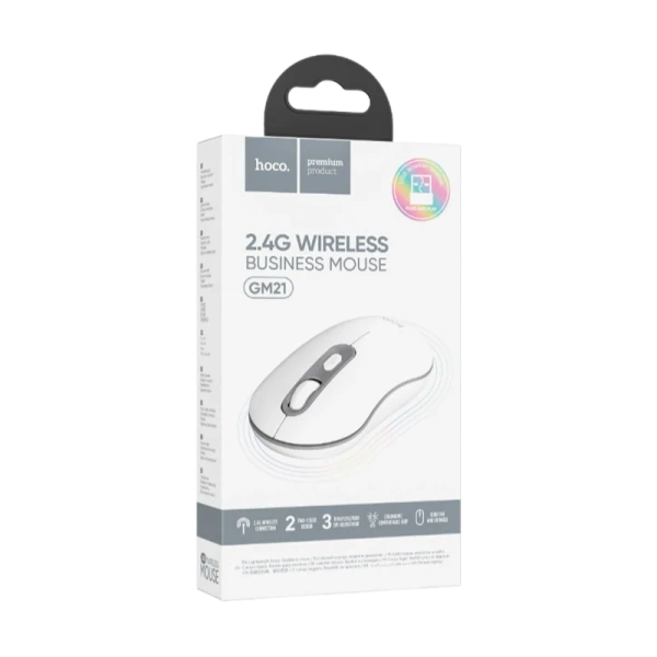Мышь беспроводная HOCO GM21 классическая USB белый (1/13/130)