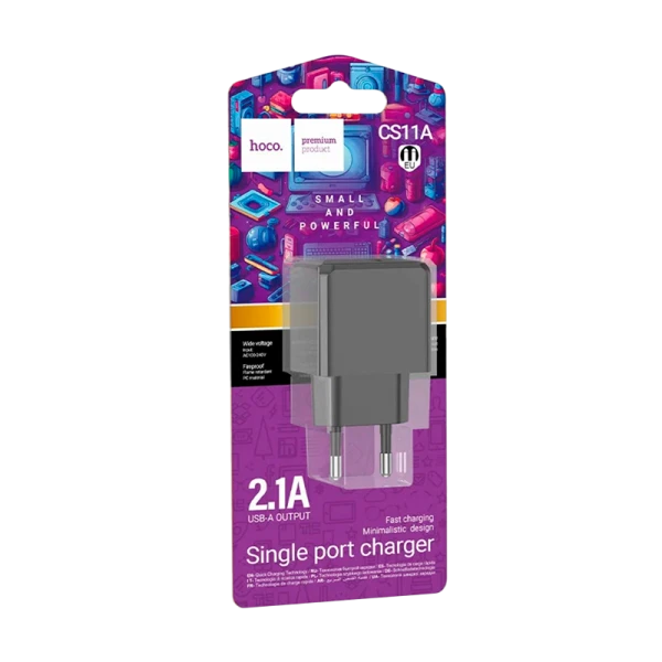 Сетевое З/У HOCO CS11A 1USB 2.1A черный (1/28/168)
