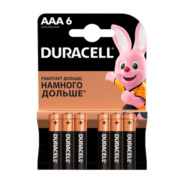 Батарейка Duracell Basic LR03 AAA BL6 Alkaline 1.5V (6/60/36000)