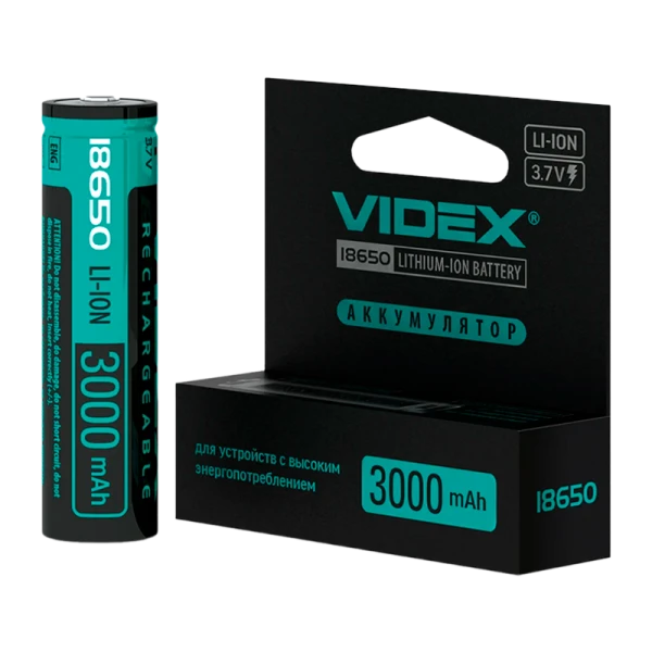 Аккумулятор Li-ion Videx 18650 BOX1 3000mAh с защитой (1/20/160)