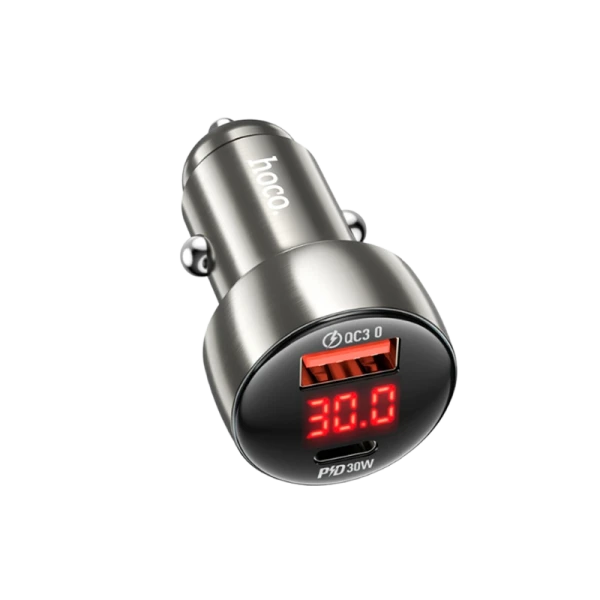 Автомобильное З/У HOCO Z50 1USB/Type-C 48W с кабелем Type-C-Lightning серый (1/12/120)