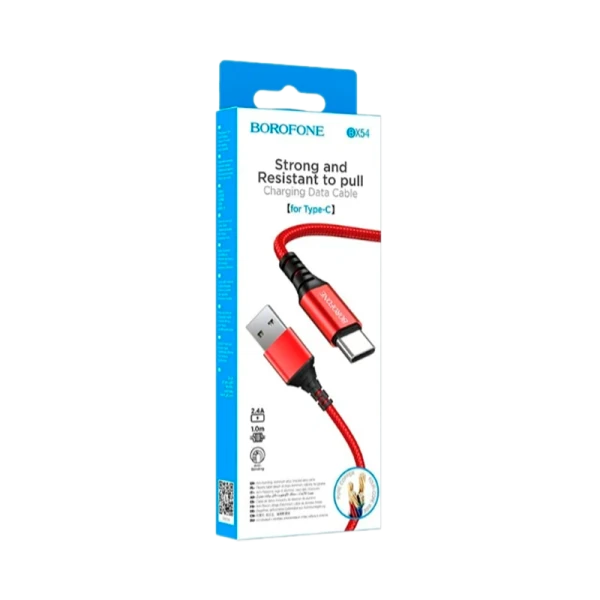 Кабель Borofone BX54 USB (m)-Type-C (m) 1.0м 2.4A нейлон красный (1/360)