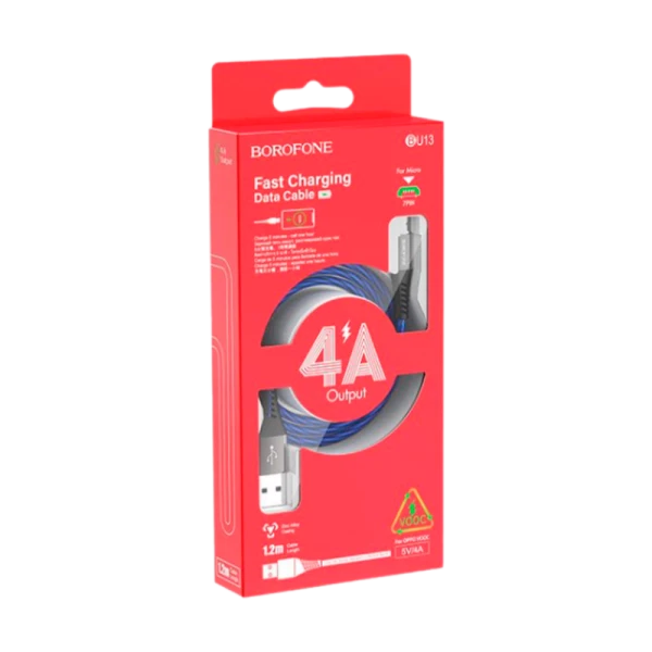 Кабель Borofone BU13 USB (m)-microUSB (m) 1.0м 4.0A нейлон черный (1/36/144)