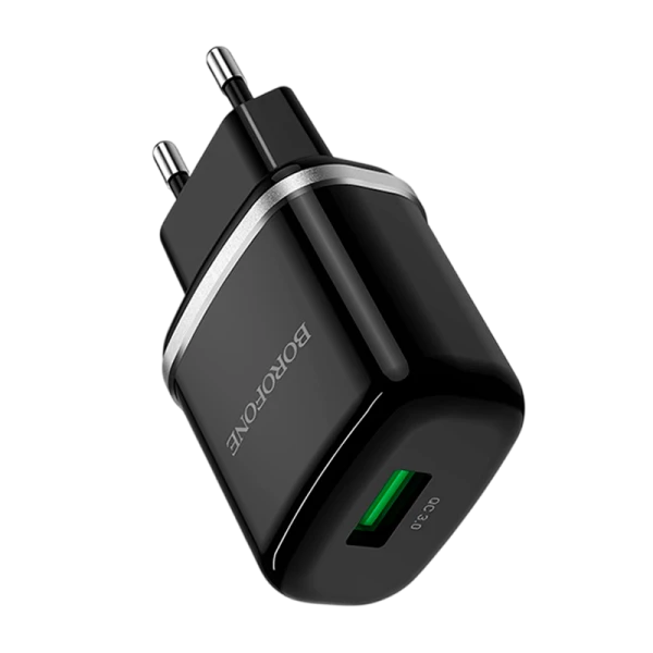 Сетевое З/У Borofone BA36A 1USB 3.0A 18W QC3.0 черный (1/65/260)