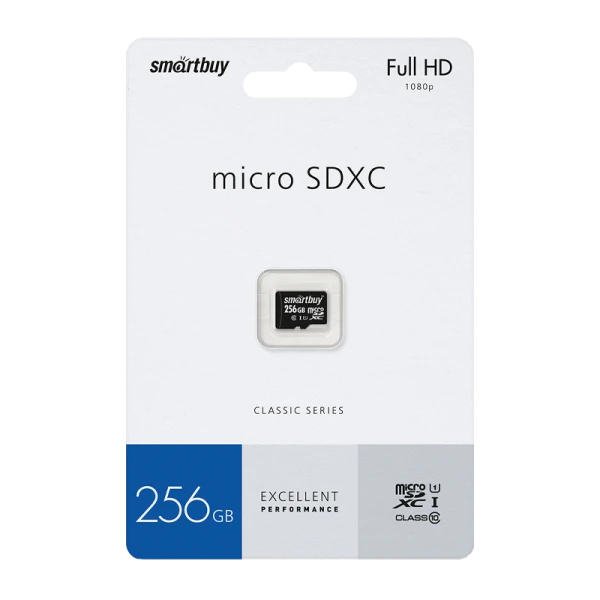 Карта памяти microSD Smartbuy 256GB Class10 UHS-I (U1) 85 МБ/сек с адаптером