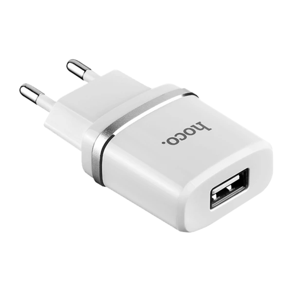 Сетевое З/У HOCO C11 1USB 1.0A белый (1/10/100)
