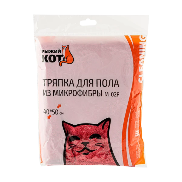Тряпка для пола Рыжий кот M-02F 40х50см микрофибра бордовый (1/40/200)