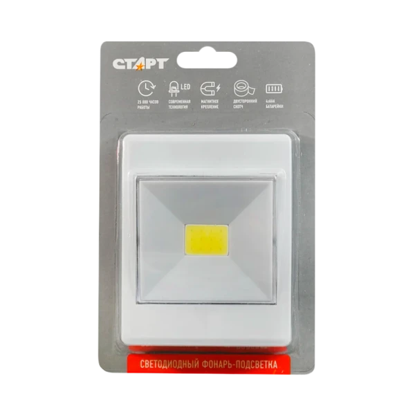Светильник пушлайт Старт PL-1LED-COB 1LED+COB липучка белый (10/100)