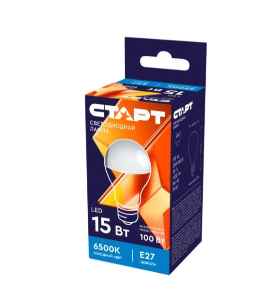 Лампа светодиодная Старт GLS E27 15W 6500К 220V груша Black матовая (1/10/100)