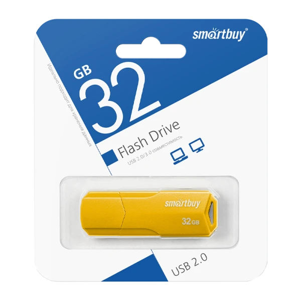 Флеш-накопитель Smartbuy Clue 32GB USB2.0 пластик желтый