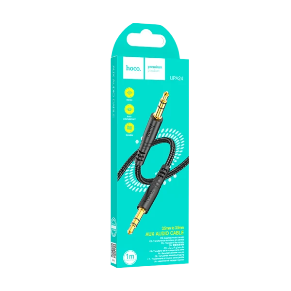 Кабель AUX HOCO UPA24 Jack 3.5mm (m)-Jack 3.5mm (m) 1.0м нейлон черный (1/420)