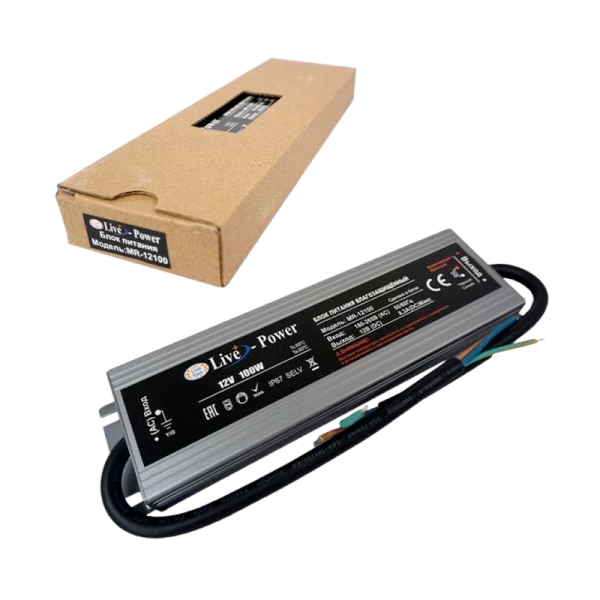 Блок питания Live Power MR-12100 8.5A 12V 100W для светодиодной ленты IP67 (1/28)