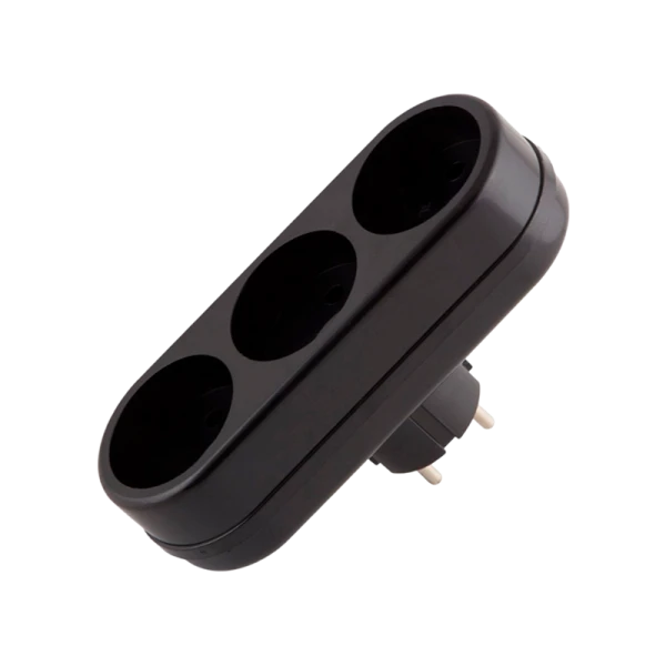 Разветвитель Toker 3L 3р.Б/З черный (1/60)