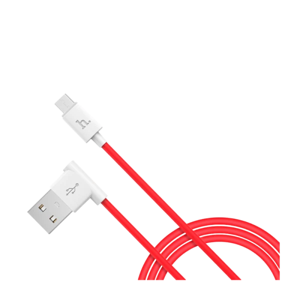 Кабель HOCO UPM10 USB (m)-microUSB (m) 1.2м 2.4A силикон угловой красный (1/50/500)