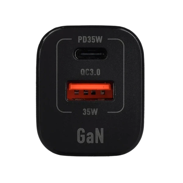 Сетевое З/У GoPower GPQC09 1USB+1Type-C 35W QC3.0 GaN черный