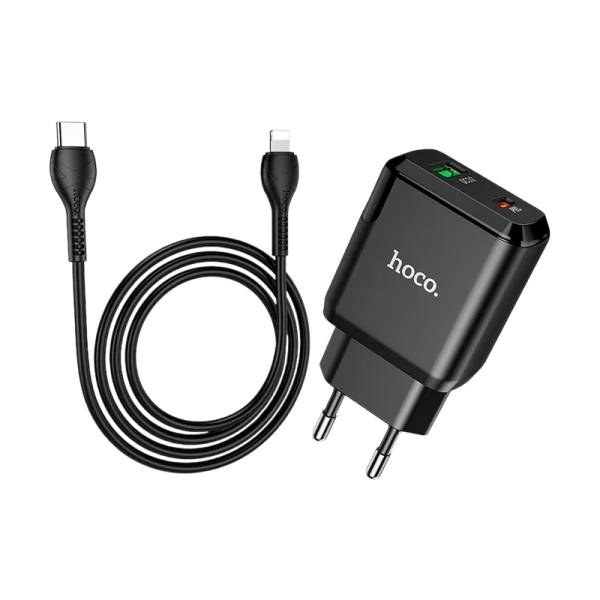 Сетевое З/У HOCO N5 1USB/Type-C 3.0A 20W PD3.0 черный (1/12/120)