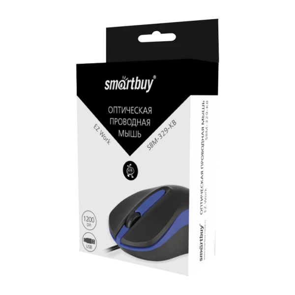 Мышь проводная Smartbuy 329 ONE классическая USB черный синий (1/100)