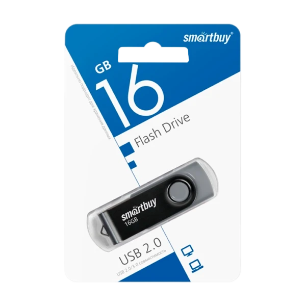 Флеш-накопитель Smartbuy Twist 16GB USB2.0 пластик черный