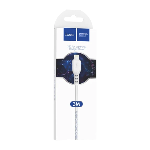 Кабель HOCO X20 USB (m)-Lightning (m) 3.0м 2.0A ПВХ белый (1/30/300)