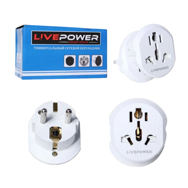 Сетевой переходник Live Power K1616 универсальный 1р.С/З белый (1/20/400)