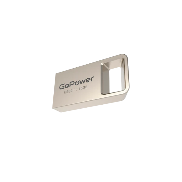 Флеш-накопитель GoPower MINI 16GB USB2.0 металл серебряный (1/50/1000)