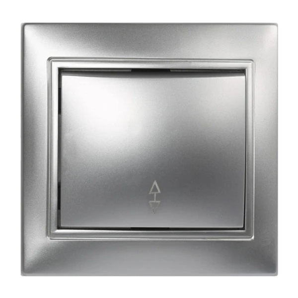 Выключатель Smartbuy проходной 1-клавишный 10А серебро "Венера"