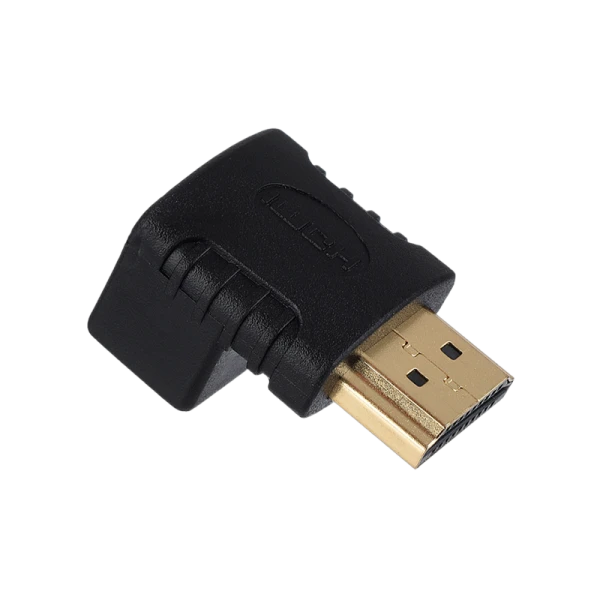 Переходник GoPower HDMI (m)-HDMI (f) угловой 4K 60Hz черный в пакете (1/500)