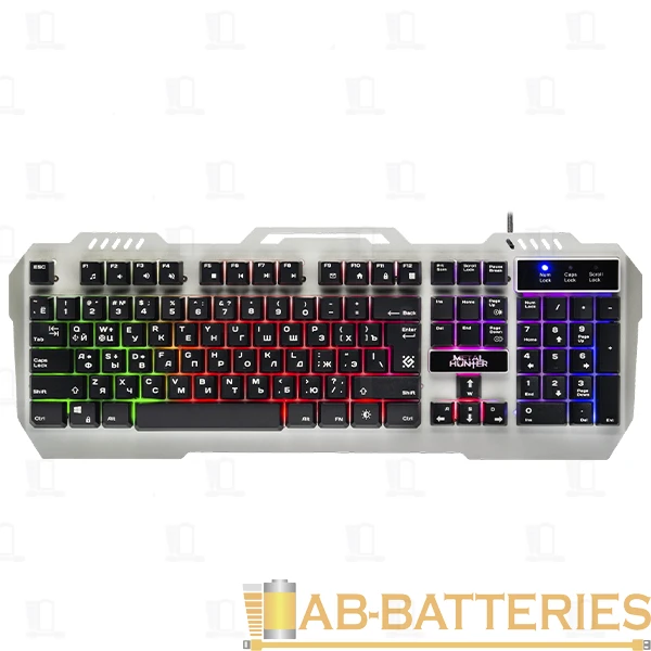 Клавиатура проводная Defender GK-140L Metal Hunter игровая USB 1.5м серебряный (1/20)