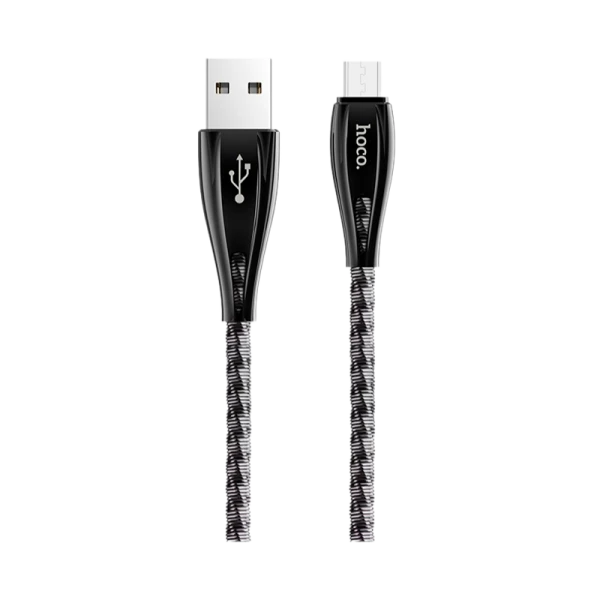 Кабель HOCO U56 USB (m)-microUSB (m) 1.2м 2.4A металл серый (1/28/168)