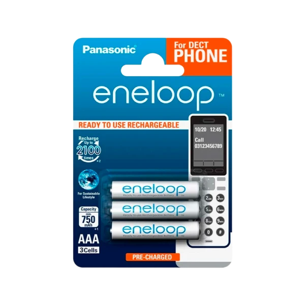 Аккумулятор предзаряженный RTU Panasonic HR03 AAA BL3 NI-MH eneloop DECT 750mAh (3/30)