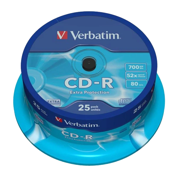 Диск CD-R Verbatim Inkjet print 52x 80min 25шт. cake box (25/200)