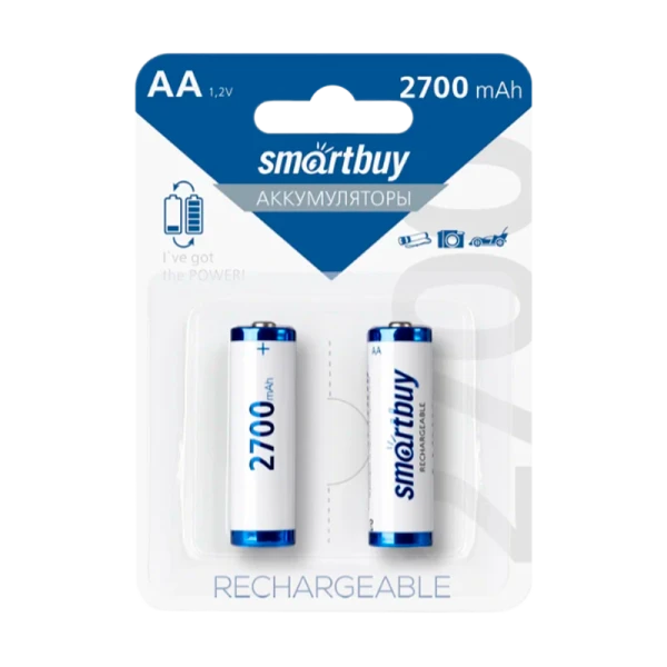 Аккумулятор бытовой Smartbuy HR6 AA BL2 NI-MH 1600mAh (2/24/240)