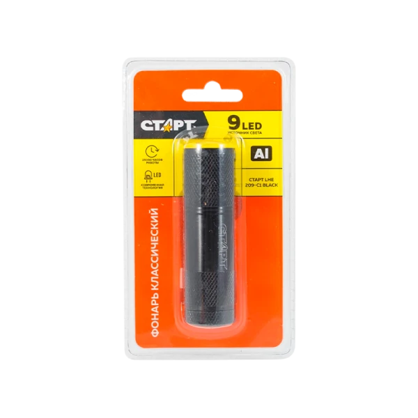 Фонарь светодиодный Старт LHE 209-C1 9W 9LED от батареек черный (1/50/200)