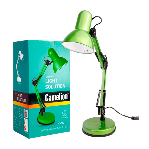 Светильник настольный Camelion KD-313 60W 230V E27 на основании зеленый (1/6)
