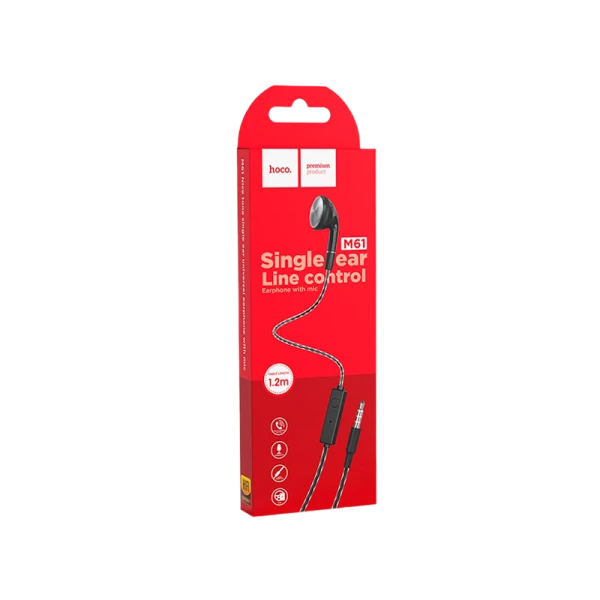 Наушники вставные HOCO M61 с микр. на одно ухо черный (1/31/310)