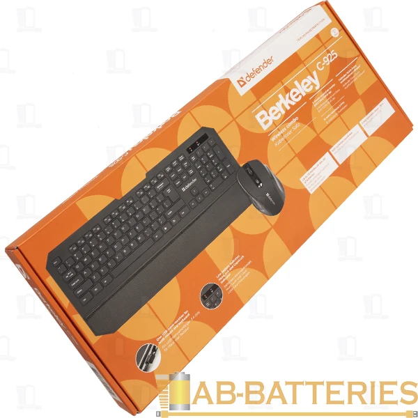 Набор клавиатура+мышь беспроводной Defender C-925 Berkeley классическая мультимед. черный (1/12)