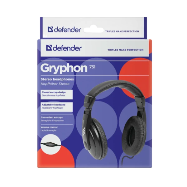 Наушники полноразмерные Defender 751 Gryphon черный (1/20)