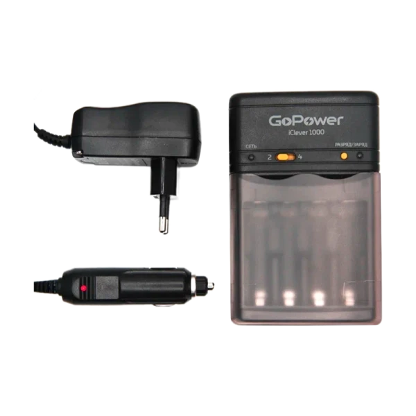 З/У для аккумуляторов GoPower iClever1000 Ni-MH/Ni-Cd 4 слота (1/15/30)