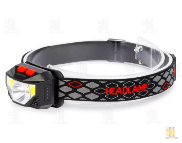 Фонарь налобный Smartbuy SBF-HL034 2COB от аккумулятора IP54 сенс. 6 режимов черный (1/200)