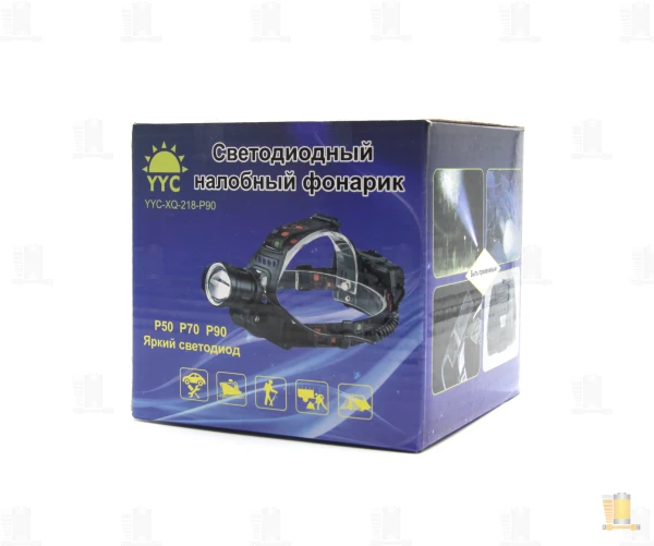 Фонарь налобный Без бренда XQ-218-P90 CREE от аккумулятора 3 режима+ZOOM черный