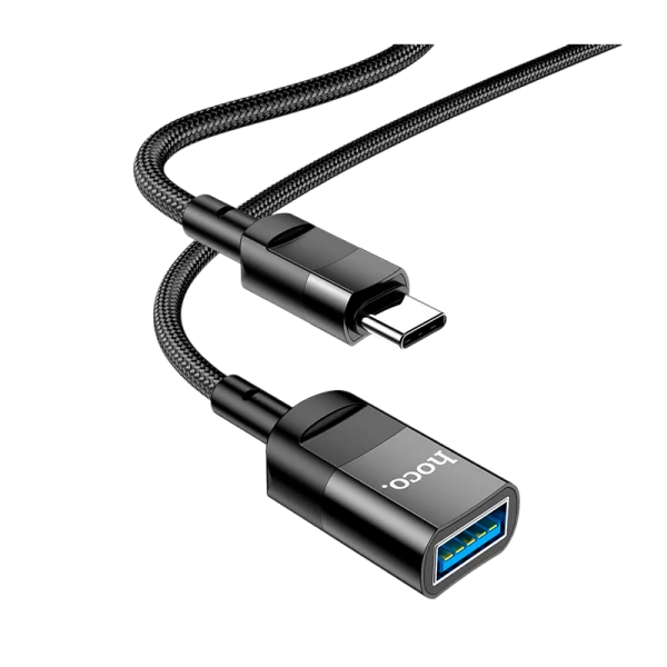 Переходник HOCO U107 USB (m)-Type-C (f) 0.1м нейлон черный (1/37/370)