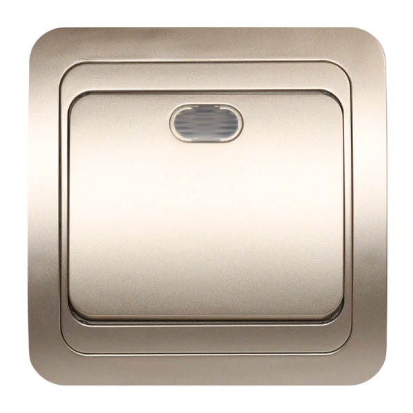 Выключатель Smartbuy 1-клавишный с индикатором 10А шампань "Марс"