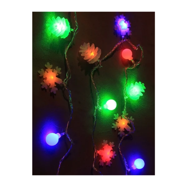 *Гирлянда Космос "Новогодние игрушки" 30LED 4.4м микс нить 8 режимов матовые насадки ассорти (1/50) 