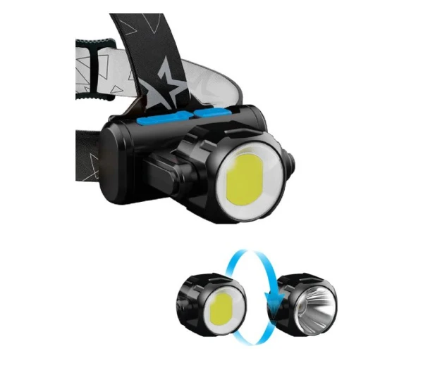 *Фонарь налобный Космос H5W 5W ХРЕ+COB от аккумулятора черный (1/30/120) 