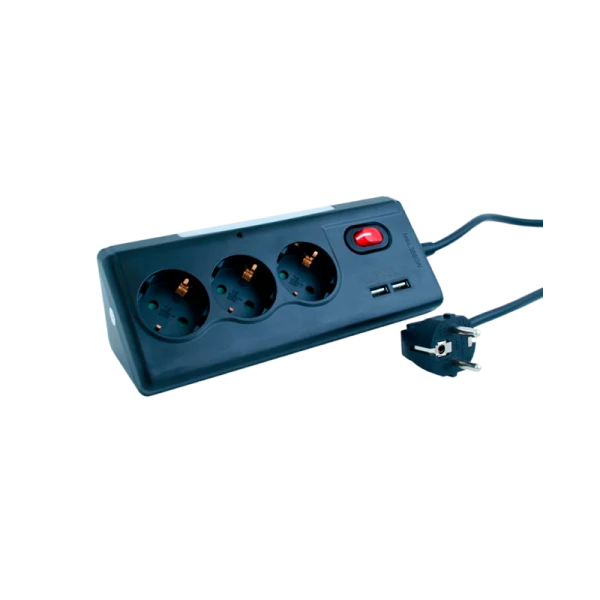 Сетевой фильтр Старт ZDV S 3р.С/З 16A 2USB с выкл. со шторкой 1.5м ПВС 3x1мм² (1/12)