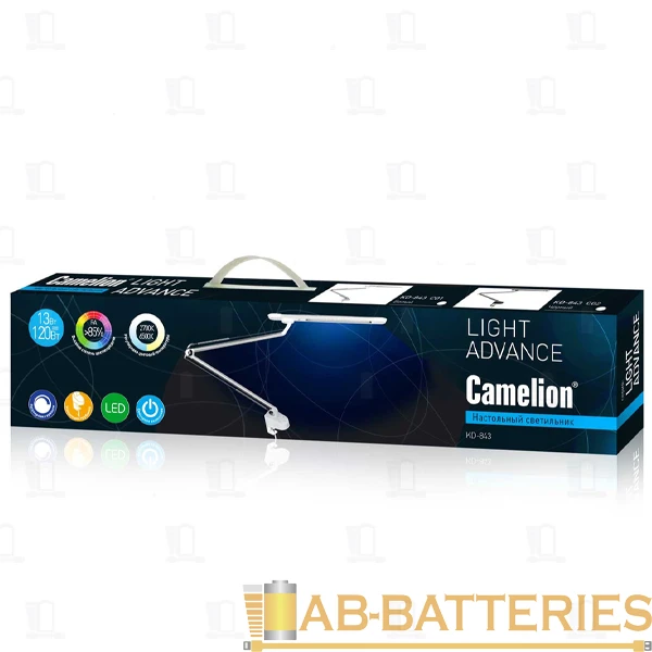Светильник настольный Camelion KD-843 13W 230V 1LED струбцина сенс. рег.ярк./цвета белый (1/8)