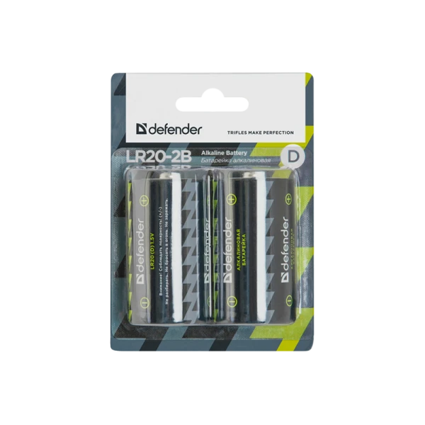 Батарейка Defender LR20 D BL2 Alkaline 1.5V (2/20/120)