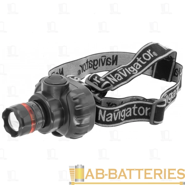Фонарь налобный Navigator NPT-H03 1W 1LED от батареек серый (1/25/100)